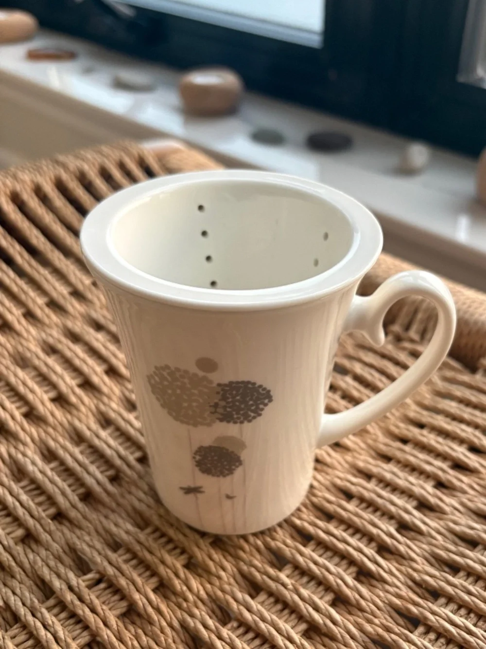 Teavana Bone China Tea Mug w/Removable Loose Leaf Tea Infuser – Dandelion/Floral